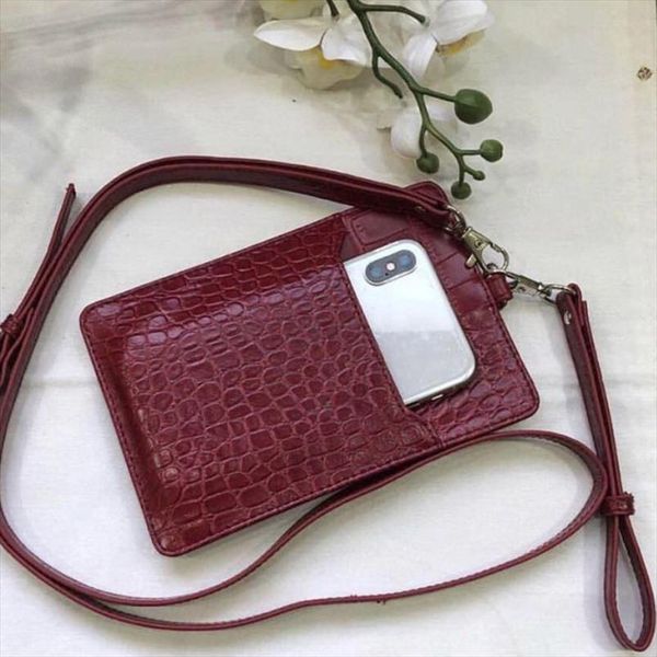 

phone cover bank id business credit slim women men card holder cash purse for wallet female phone holder pouch, Red;black