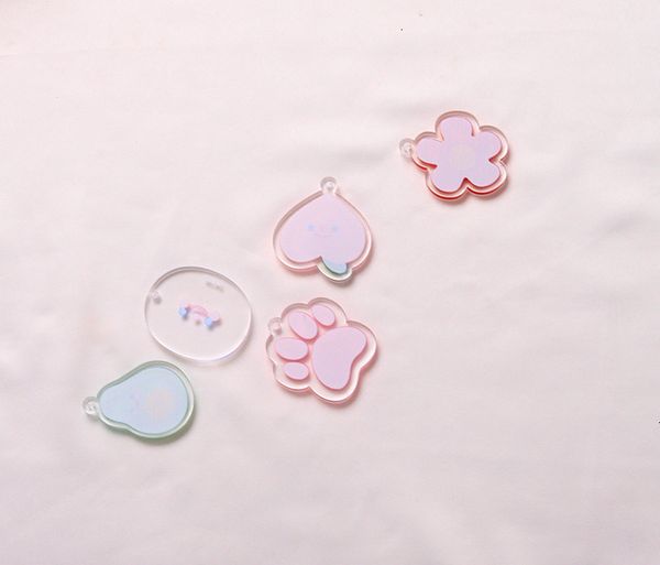 

diy 2pcs peaches charms smile face acrylic flower keyring pendant earring material, Silver