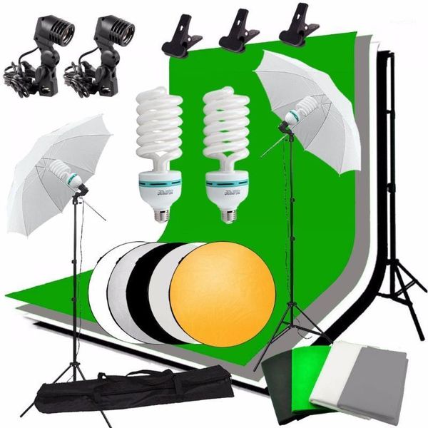 

atudio p lighting kit 2x bulb,4xbackdrops, 2x umbrella light stand, 2*background stand + 5 in 1 reflector panel1