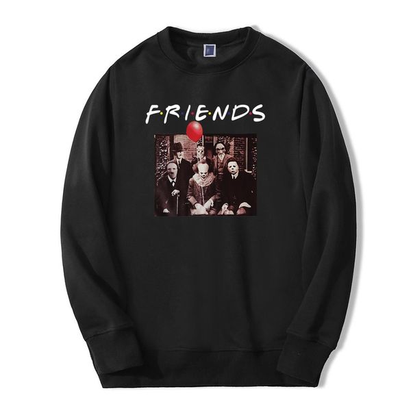 

2019 new autumn winter hoodie men horrorr movie friends funny print tracksuit men fleece casual fashion fitness sweatshirts, Black