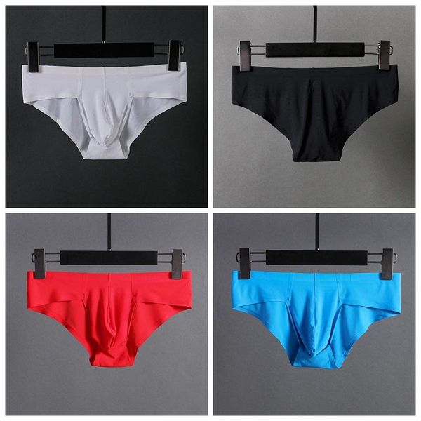 

underpants men's seamless briefs ice silk breathable low waist korean version one piece triangle 8 colors gx13, Black;white
