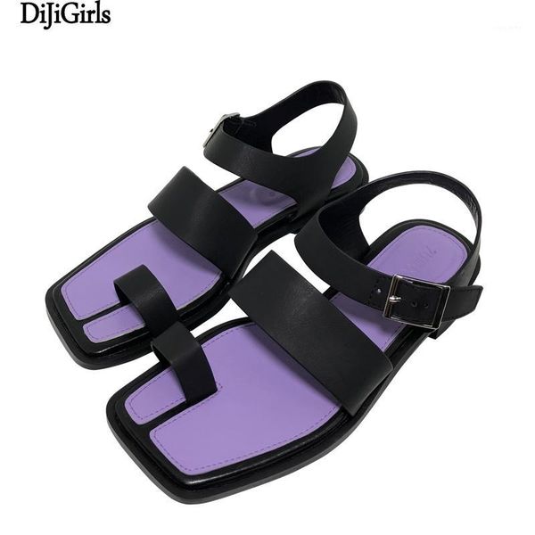 

sandals for women 2020 socofy platform sandals purple ladies buckle strap punk shoes casual low heel sandal womens shoes1, Black