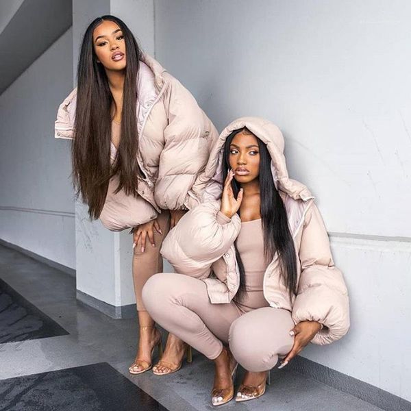 

zipper autumn winter lantern sleeve designer coats street style casual women clothing fashion womens down parkas coats with, Black