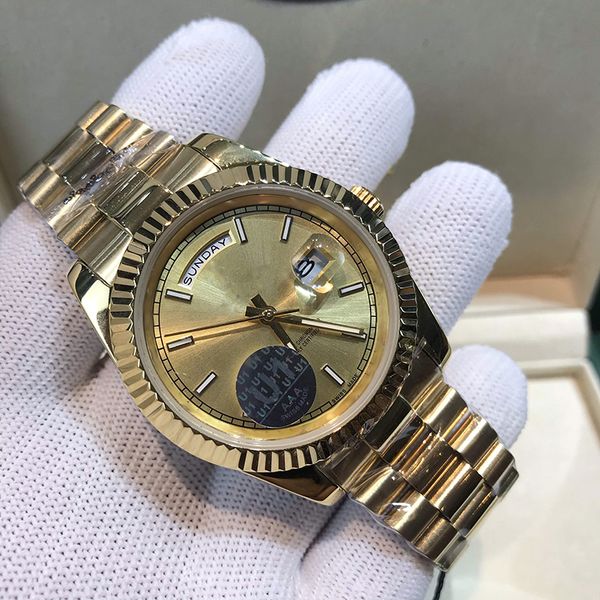 

day date rose gold watch mens luxury watch day-date president automatic designer watches mechanical roma dial wristwat, Slivery;brown