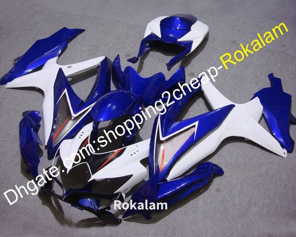 GSXR600 GSXR750 Verkleidung für Suzuki GSXR 600 K8 750 GSX-R 600 750 2008 2009 2010 Aftermarket Kit Verkleidungen Blau Weiß (Spritzguss)