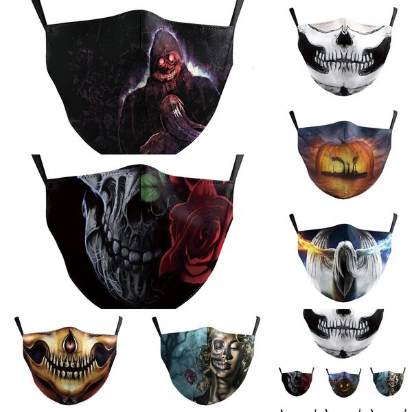 

skull joker face with filter washable digital printing respirator halloween pumpkin protection cotton mask 6 p95q7