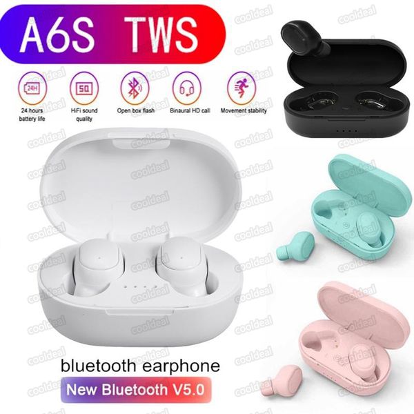 

2020 tws a6s headphone bluetooth 5.0 wireless earbuds life waterproof bluetooth headset with mic for all goophone