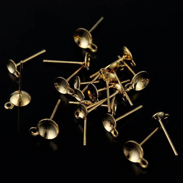 

xinyao 1pair/lot dia 4/5/6mm gold color earring stud ear nail copper base cup posts earring findings for diy jllywo, Silver