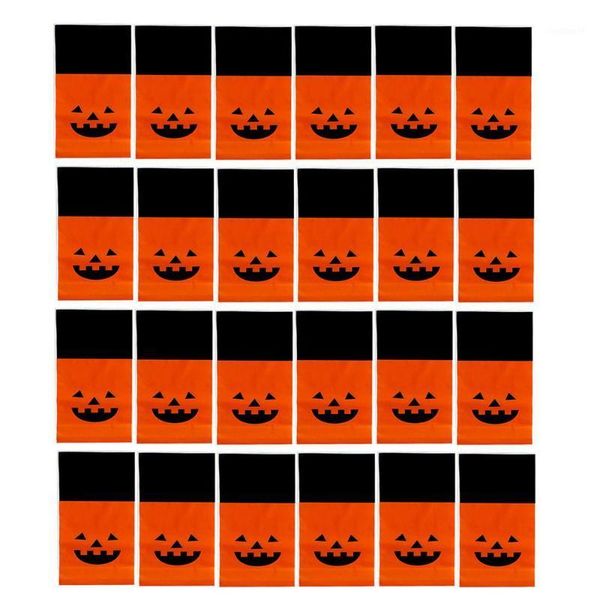 

1 set 45-50pcs halloween themed design candy bag smile pumpkin pattern candy gift storage bag for friends kids family (without b1