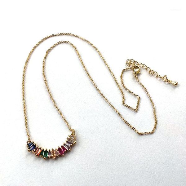

10pcs gold color micro pave cz crystal charms pendants rainbow cubic zirconia necklaces for women girls jewelry gift 4341, Silver