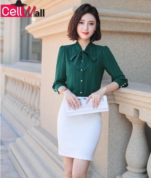 

women formal business suits with and skirt for ladies office 2020 spring summer styles blouses & shirts office suits, White