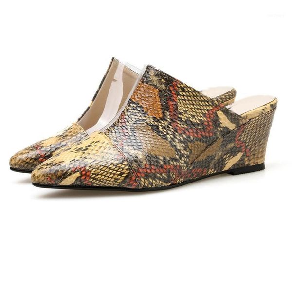 

women's shallow pointed toe wedge slippers animal prints casual closed toe shoes work sandals fenty beauty chaussures femme1, Black