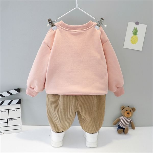 

hylkidhuose 2020 winter toddler infant newborn clothes baby girls boys clothing sets cartoon bear children kids plush pants q1215, White