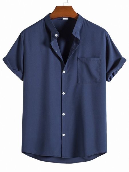 

men solid button front shirt f7x9#, White;black