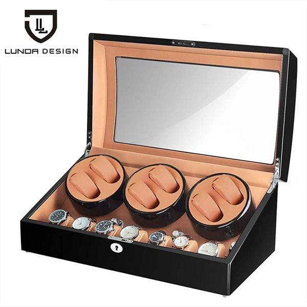 

luxury automatic watches box with mabuchi motor lcd touch screen and remote control watch winder boxes, Black;blue