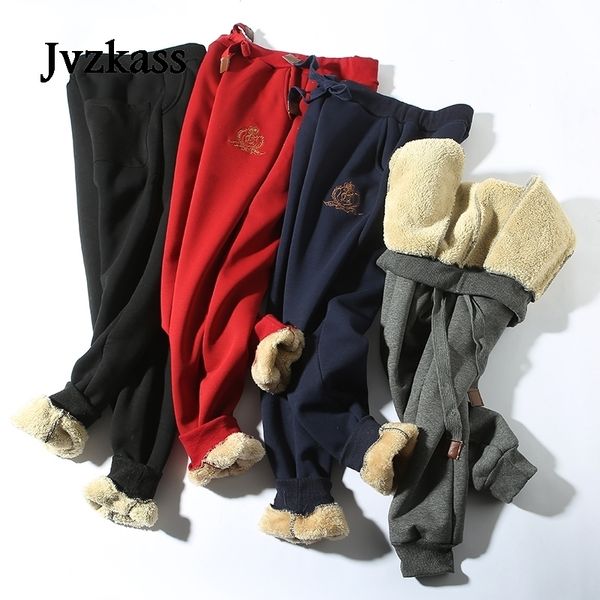 

jvzkass winter cotton lambskin sweatpants wool casual plus velvet thickening large size pants women z211 201118, Black;white