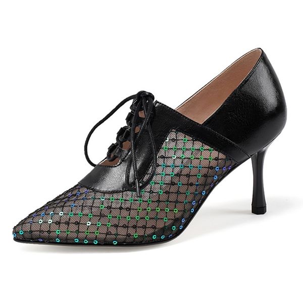 

2021 female black-colored black-spring mistletoe to toe high heels party shoes size 43 vo35