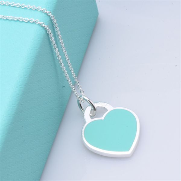 Collana cuore originale con ciondolo in argento sterling 1005, stile classico tre colori, regalo di festa per fidanzata Q0531