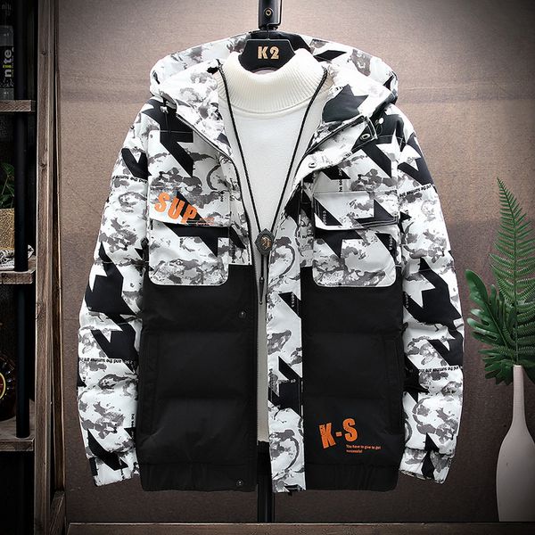 

men's padded 2020 fashion casual cotton coats down jacket male outwear solid windproof jackets for men, Black