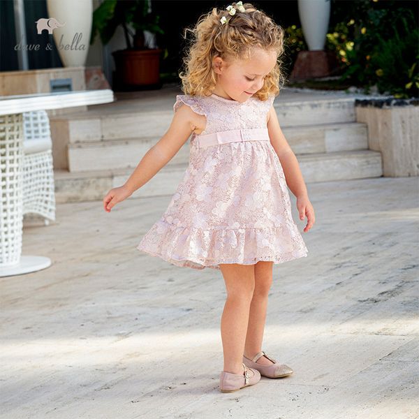 

db13634 dave bella summer baby girl's princess floral bow zipper dress children fashion party dress kids infant lolita clothes t200709, Red;yellow