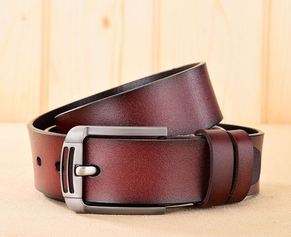 

fashion men's business belt men's retro leather belt all-match pin buckle cowhide belt men's jep style, Black;brown