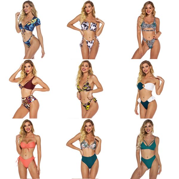 

new women swim wear suits swimming swimsuit swimwear printing push up bikini set lady soft comfortable fashion summer beach bikinis