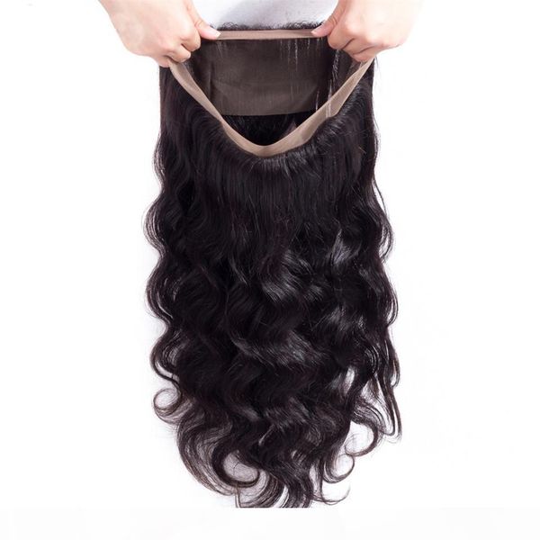 

9a brazilian hair body wave closure 360 lace frontal part 100% remy human hair closure with baby hair natural color, Black;brown