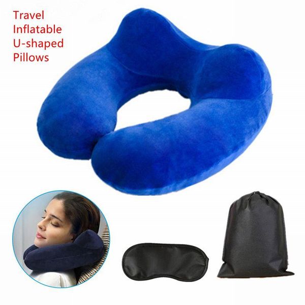 

inflatable u-shaped pillows travel outdoor portable pillow neckrest travel folding slow rebound plane office