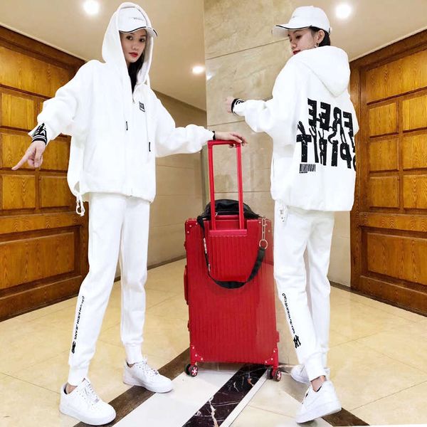 

vipplush and thickened sweater sports women autumn winter 2020 new leisure two piece suit fashion brand, Gray