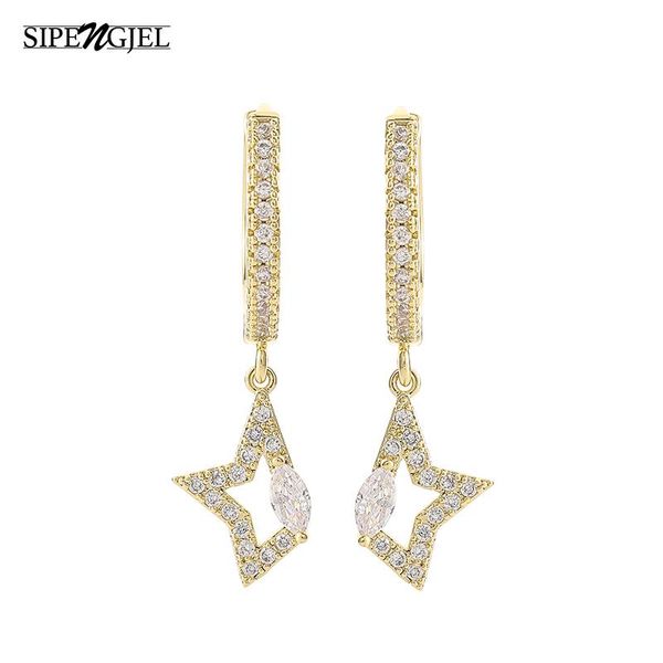 

hoop & huggie fashion cubic zirconia personality star earrings small geometric for women girls korean jewelry 2021, Golden;silver