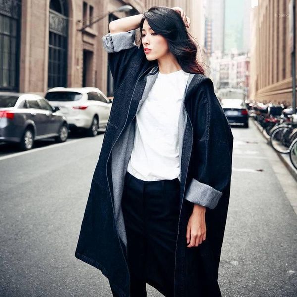 

2017 spring vogue women brand clothing long denim trench cotton vintage slim cardigan o-neck coat female denim outer wear trench1, Tan;black