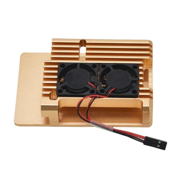 

fans & coolings for raspberry pi 4 4b aluminum case enclosure cnc cover with heatsink cooling dual fan model b