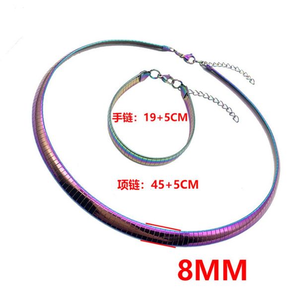 

2020 новые 2 шт. ожерелья и браслет женщины красочные воротник ожерелье браслет устанавливает металлические универсальные изделия из нержаве, Silver