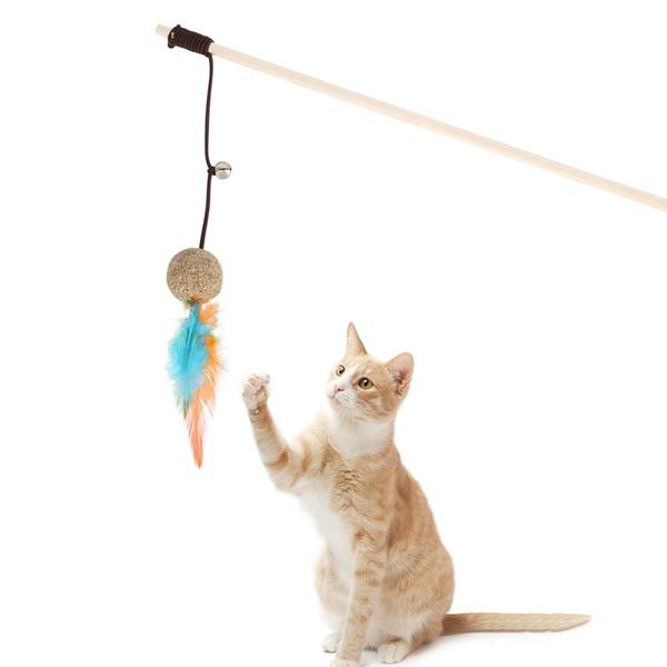 

cat toys pet catnip ball mice shaped teaser wooden wand with bell interactive fishing stick kitten teeth cleaning toy