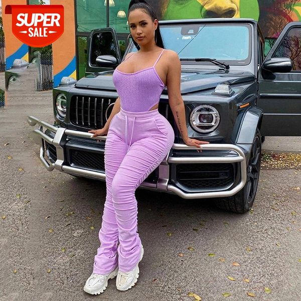 

fashion neon pant women pencil pants basic pleated casual streetwear sweatpants purple high waist pants femme stacked trousers #fg1j, Black;white