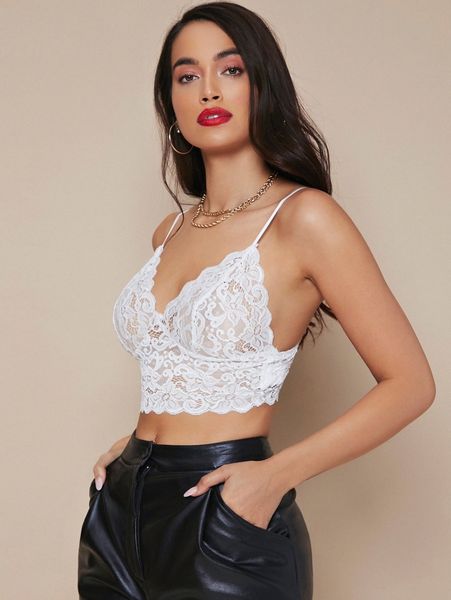 

lace crop bralette l1ty#, White