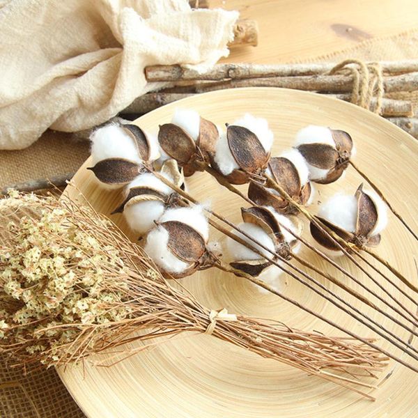 

decorative flowers & wreaths naturally dried cotton stems farmhouse artificial flower filler floral decor fake home bedroom beautiful