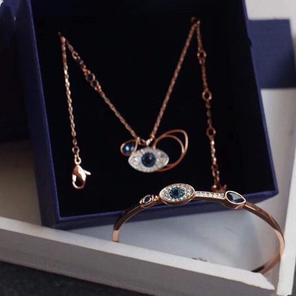 

designer jewelry luxury jewelry demon eye necklace. bracelet, earrings, 925 silver natural diamond inlaid with box