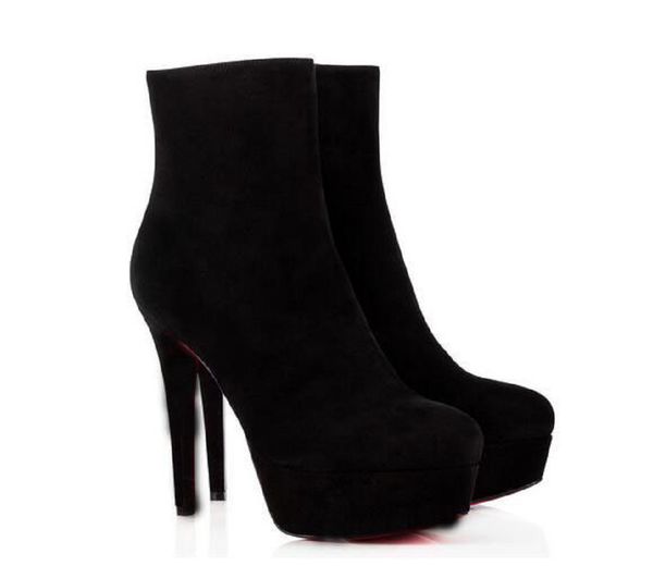 

fashion women shoes luxury paris womens red bottom boot ankle shoes sokate booty fashion women suede leather boots heels high, Black