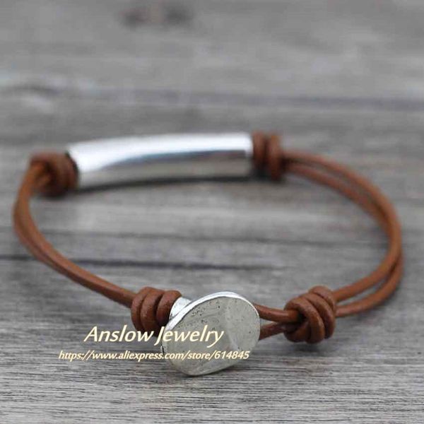 

anslow модные классические горячие мужские женские стринты веревка кожаный браслет браслет lucky handmade очарование лучший друг подарок low, Golden;silver