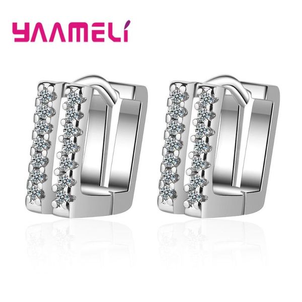 

statement earrings for women men full cubic zirconia mirco inlay 925 sterling silver square shaped piercing ear brinco jewelry, Golden;silver