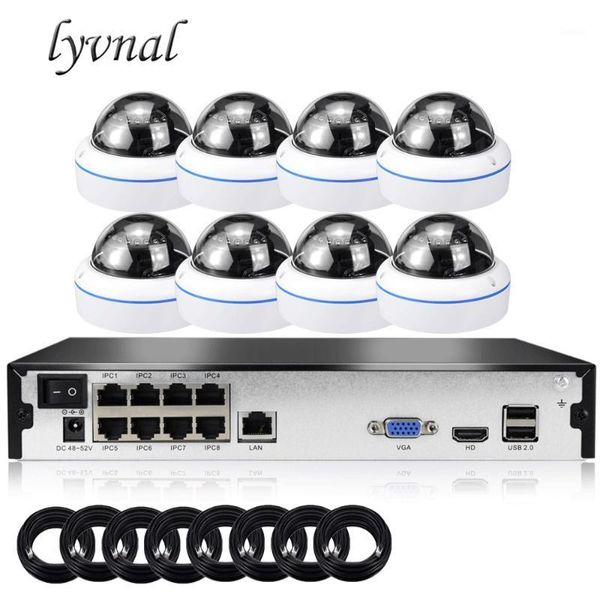 

systems lyvnal 1080p ip camera poe 48v 2mp metal dome outdoor indoor 8ch nvr kit h.265 security surveillance system1