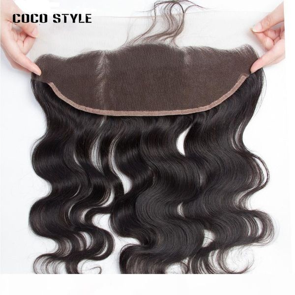 

brazilian 8a body wave 13*4 lace frontal pre plucked with baby remy human hair frontal closure, Black;brown
