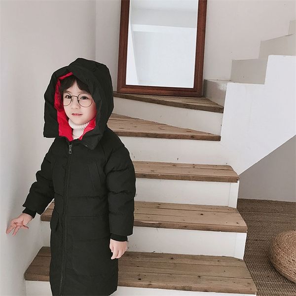 

benemaker winter long jacket for boy girl children's parka graffiti clothes overalls warm outerwear thick hooded coat kids yj034 y20090, Blue;gray