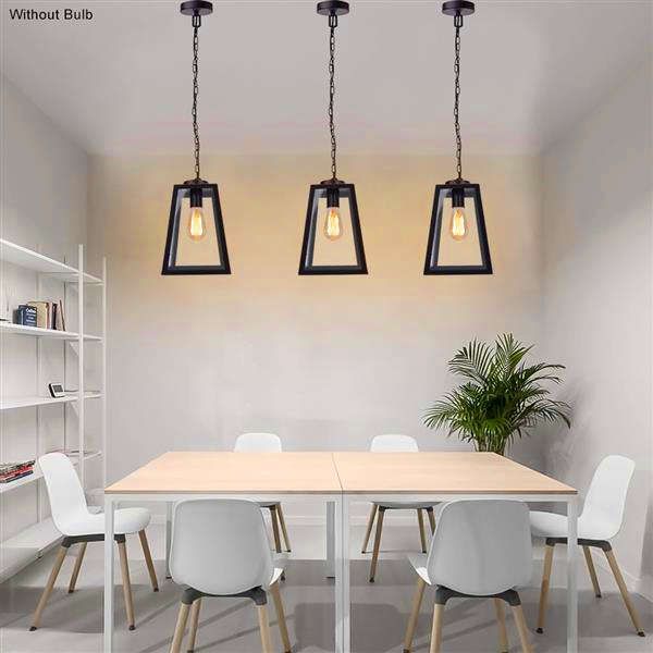 Nuovo design 110-240 V Ampia pressione Lampadario in vetro in ferro battuto americano Interfaccia E26 Lampada a sospensione da pranzo verniciata in oro verniciato nero