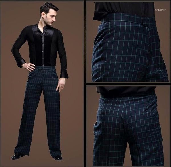 

2016 new men's blue plaid latin trousers pants mens pants latin dance men cha cha rumba samba ballroom dance men1, Black;red