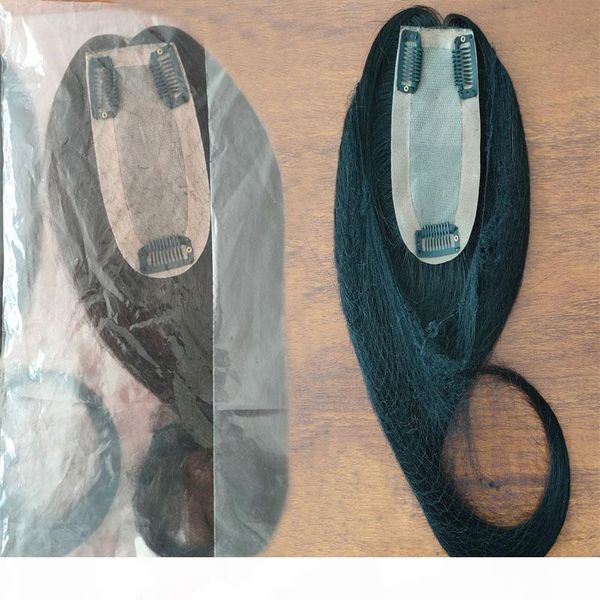 

100% human hair 6*12 cm silk base hairpiece for black women clip in crown er hand-made toupee middle part thinning hair, dhl