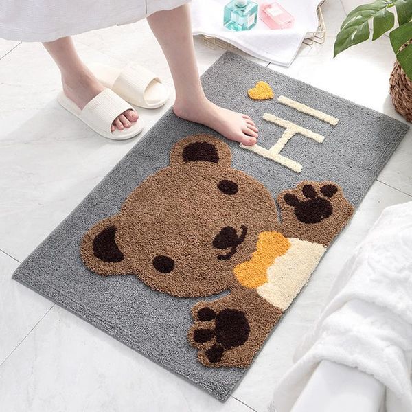 

cushion/decorative pillow frog bear flocking carpet home bath non-slip mat cute cartoon door bathroom absorbent doormat super soft fiber rug
