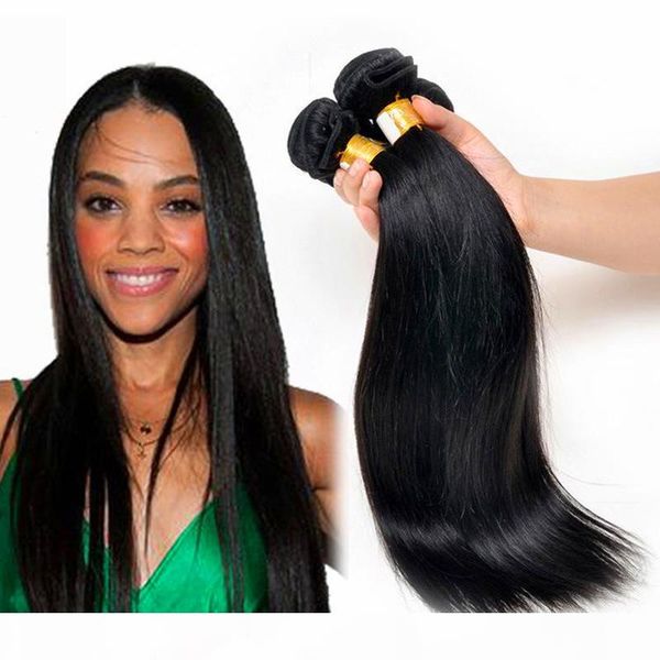 

grade 5a color 1# wholesale straight brazilian peruvian 100% virgin human hair bundle 90g 3 bundles lot hair, Black