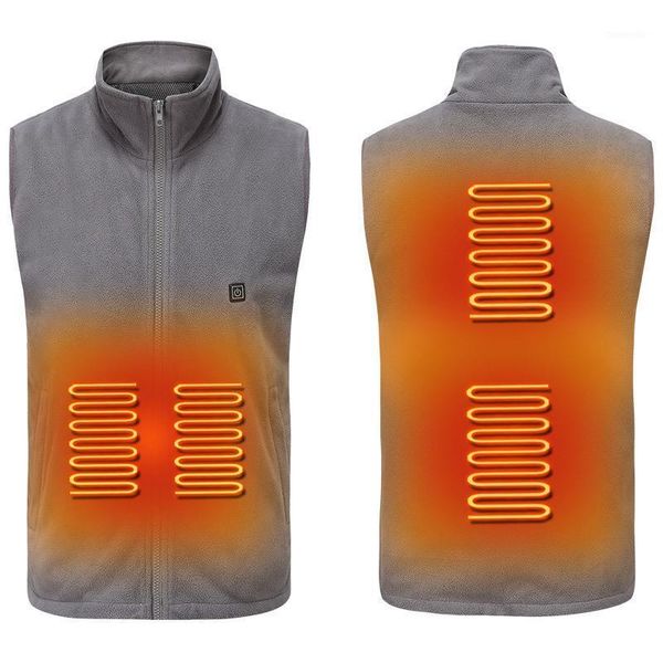 

outdoor t-shirts winter usb heated vest men women washable adjustable heating waistcoat warm clothing hiking vests fleece jacket1, Gray;blue